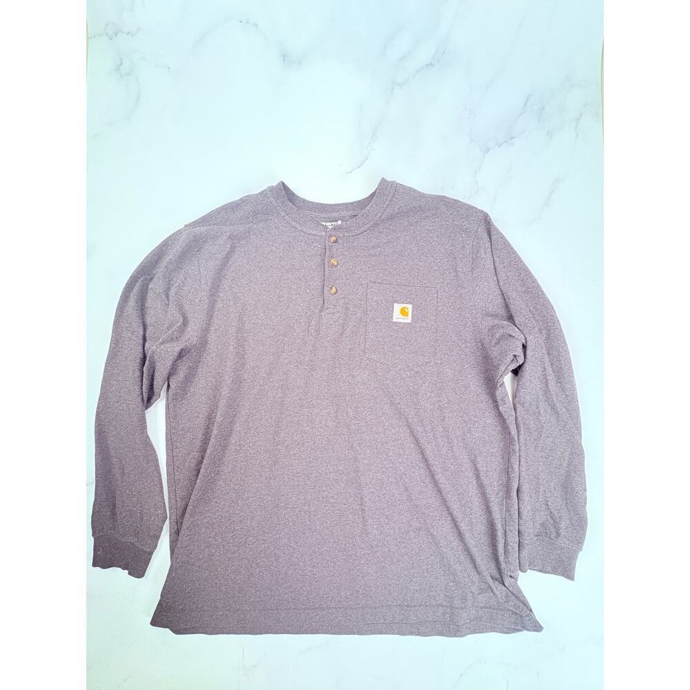 Carhartt XL Heavyweight Henley Long Sleeve Pocket Shirt Loose Fit Workwear